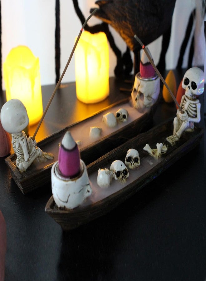 NUOLUTH Incense Burner, backflow Incense Burner,Skeleton Ship Incense Holder,Hand-Carved Decorations,Cool Room Decorations, Awesome and Ideal Gifts, Brown - Image 3